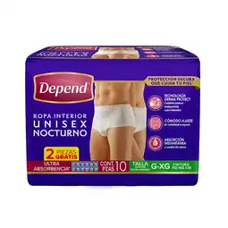 Farmacias YZA DEPEND NOCTURNO GRANDE UNISEX ROPA INTERIOR 8 PZS oferta