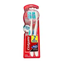 Farmacias YZA COLGATE CEPILLO DENTAL LUMINOUS WHITE 360 2 PIEZAS oferta