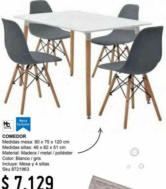 Sodimac Homecenter Comedor dominga 120x70x75 oferta