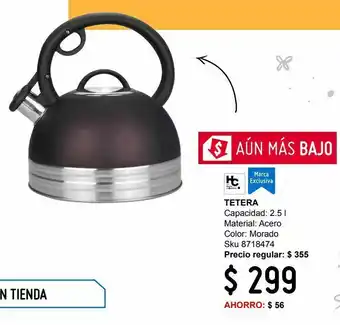 Tetera 2.5lt acero color uva