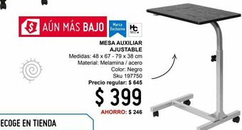 Mesa auxiliar ajustable negra