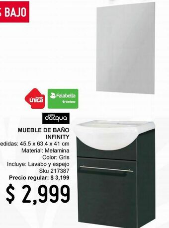 Sodimac Homecenter Mueble de baño infinity con espejo gris oferta
