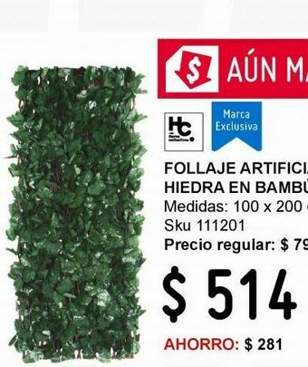 Sodimac Homecenter Follaje artificial hiedra en bambú 100 x 200 cm oferta