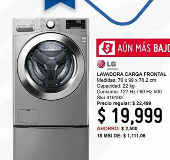 Sodimac Homecenter Lavadora carga frontal con motor inverter direct 22kg oferta