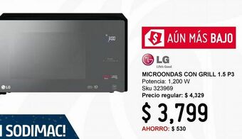 Sodimac Homecenter Microondas acabado espejo con grill de 1.5 p3 negro oferta