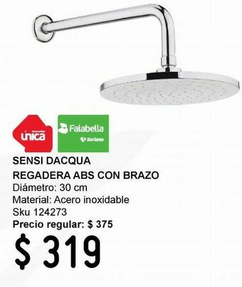 Sodimac Homecenter Regadera abs 1 función con brazo acero inoxidable oferta