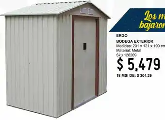 Bodega exterior jardín 201 x 121 x 190 cm