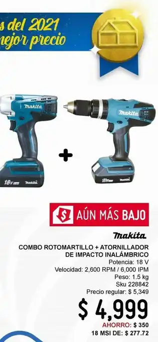 Combo rotomartillo + atornillador de impacto 18v li-ion