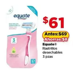 Bodega Aurrerá Equate Rastrillos desechables oferta