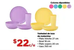Bodega Aurrerá Variedad de loza de melamina oferta
