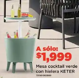 City Club Keter mesa cocktail verde con hielera oferta