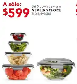 City Club Member's choice set 5 bowls de vidrio oferta