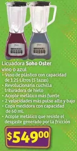 Soriana Híper Oster licuadora soho vino o azul oferta
