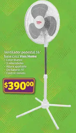 Soriana Híper Vios home ventilador pedestal 16" base cruz color blanco oferta