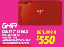 Soriana Híper Ghia tablet 7" A7 roja oferta