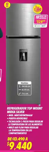 Soriana Híper Midea refrigerador top mount oferta