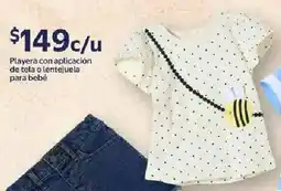 Walmart Playera con aplicación de tela o lentejuela para bebé oferta