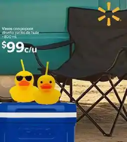Walmart Vasos con popote diseño patito de hule oferta