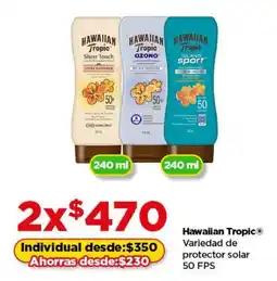 Bodega Aurrerá Hawaiian tropic variedad de protector solar 50 fps oferta