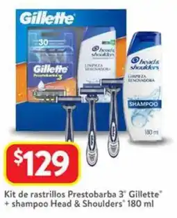 Walmart Gillette prestobarba 3 kit de rastrillos + head & shouldersshampoo oferta