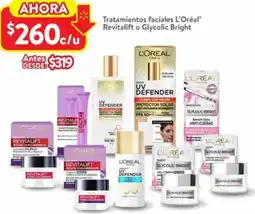 Walmart L'oréal, revitalift o glycolic bright tratamientos faciales oferta