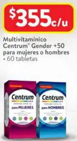 Walmart Centrum multivitamínico gender +50 para mujeres o hombres oferta
