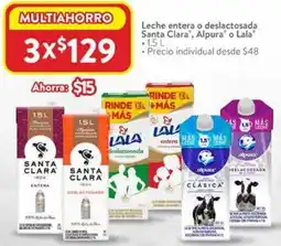 Walmart Leche entera o deslactosada Santa Clara, Alpura o Lala oferta