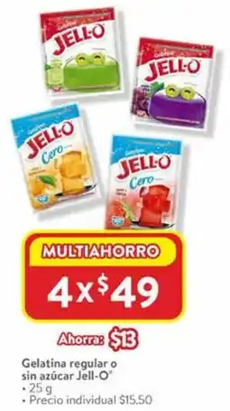 Walmart Jell-o gelatina regular o sin azúcar oferta