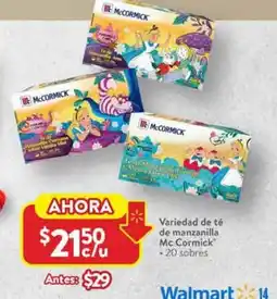 Walmart Mc cormick variedad de té de manzanilla oferta