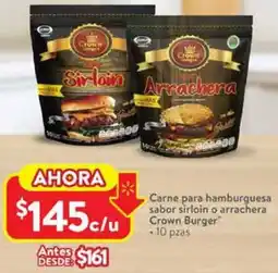 Walmart Crown burger carne para hamburguesa sabor sirloin o arrachera oferta