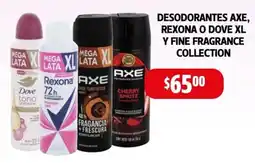 Farmacias Guadalajara Axe, rexona o dove desodorantes xl y fine fragrance collection oferta