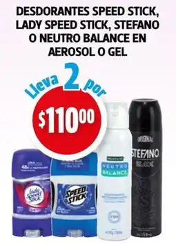 Farmacias Guadalajara Speed stick, lady speed stick, stefano o neutro balance en aerosol o gel desdorantes oferta