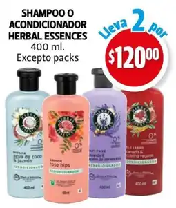Farmacias Guadalajara Herbal essences shampoo o acondicionador oferta
