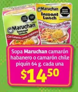 Soriana Híper Maruchan sopa camarón habanero o camarón chile piquín oferta