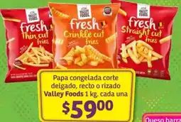 Soriana Híper Papa congelada corte delgado, recto o rizado valley foods oferta