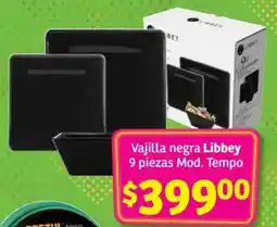 Soriana Híper Libbey vajilla negra oferta