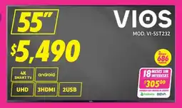Soriana Híper Vios smart tv 55" oferta