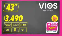 Soriana Híper Vios smart tv 43" oferta