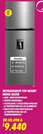 Soriana Híper Midea refrigerador top mount midea silver oferta