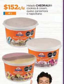 Chedraui Chedraui helado cookies & cream, queso zarzamora o napolitano oferta