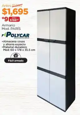 Chedraui Polycar armario mod. parís oferta