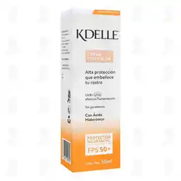 Farmacias Guadalajara Protector Solar Facial Kdelle en Crema con Color FPS 50, 50 ml oferta