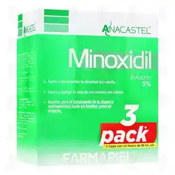 Farmacias Guadalajara Anacastel Minoxidil Solución 5%, 3 Cajas con 60 ml c/u oferta