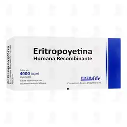 Farmacias Guadalajara Eritropoyetina Humana Recombinante 4000 UI/ml Solución Inyectable, 6 Frascos de 1 ml c/u Pharmalife oferta