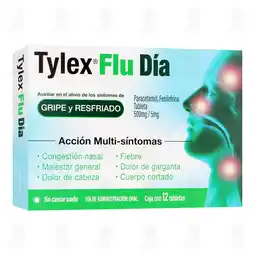 Farmacias Guadalajara Tylex Flu Día 500mg/5mg, 12 Tabletas oferta
