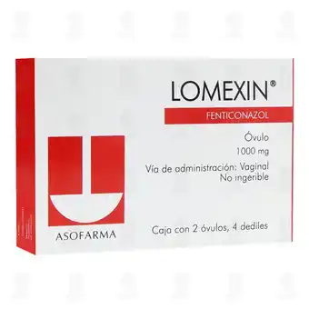 Farmacias Guadalajara Lomexin 1000 mg, 2 Óvulos + 4 Dediles oferta