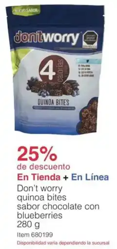 Costco Don't worry quinoa bites sabor chocolate con blueberries oferta