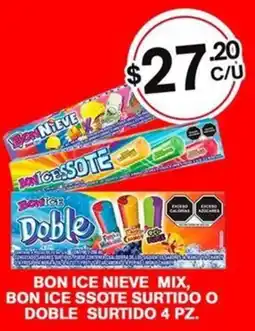 SuBodega Bon ice nieve mix, bon ice ssote surtido o doble surtido oferta