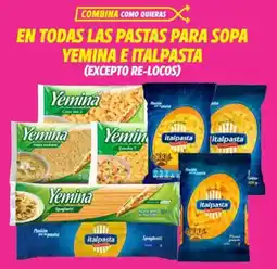 Soriana Híper En todas las pastas para sopa yemina e italpasta oferta