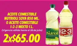 Soriana Híper Aceite comestible nutrioli soya o aceite comestible 1-2-3 mixto oferta